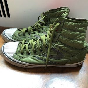 Tretorn puffy hightops green and neon orange 11.5